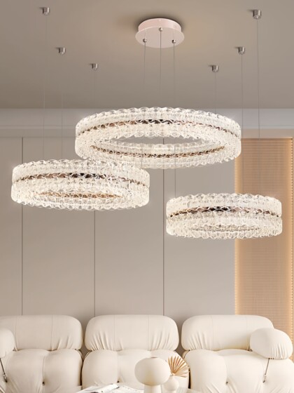 Italian-Style Fashionable and Cozy Chandelier, Simple Modern Wave-Shaped Living Room Lamp, Light Luxury Led Full-Spectrum Eye-Protecting Hall Chandelier