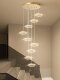 Staircase Chandelier Lotus Leaf Lamp for Open-Air Mezzanine Villa Loft Apartment Light Luxury Hollow Duplex Living Room Large Chandelier