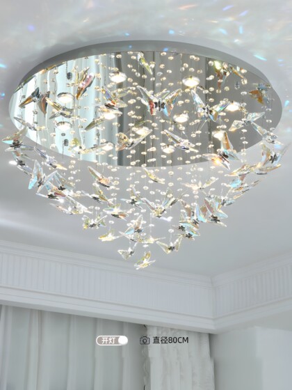 Modern Light Luxury Living Room Crystal Butterfly Chandelier, High-End Creative Bedroom Children's Room Ceiling Lamp, Dining Room Chandelier