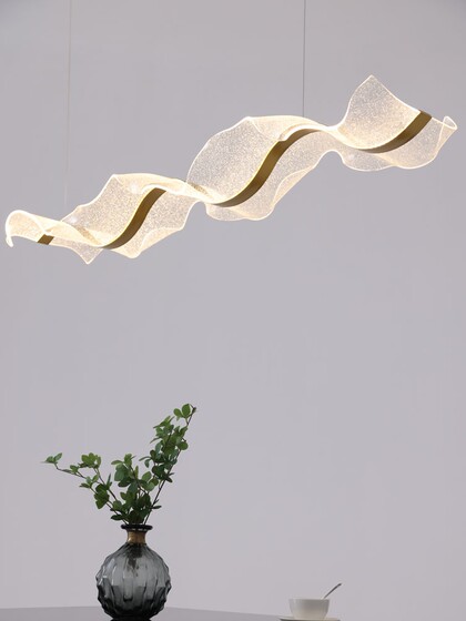 Hotel Front Desk Art Ribbon Chandelier Designer Tea Table Restaurant Cashier Bar Wave-Shaped Acrylic Lamp