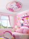 Children's Room Lamp Girl Princess Room Kitty Cat Bedroom Lamp Crystal Pink Led Cartoon Eye Protection Ceiling Lamp