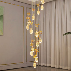 Simple Modern Villa Duplex Spiral Staircase Chandelier Loft Apartment High Ceiling Living Room Light Luxury Ice Crystal Lamp