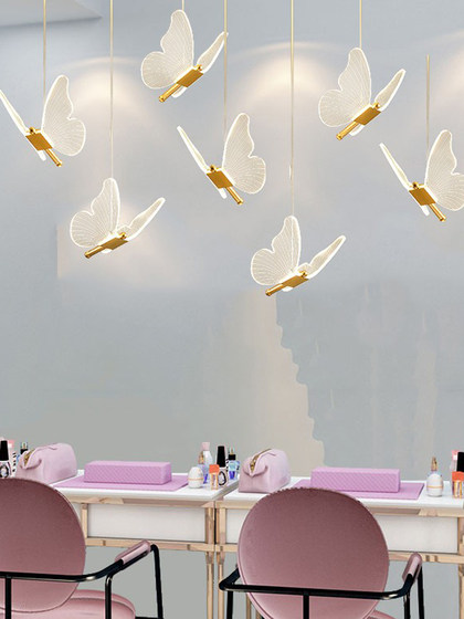 Light Luxury Modern Minimalist Bar Restaurant Chandelier Creative Butterfly Home Dining Table Lamp Front Desk Long Lotus Leaf Chandelier