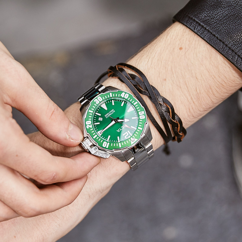 GEYA Geya watch men's mechanical watch automatic waterproof men's watch official flagship store green water ghost men's watch tide