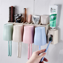 Toothpaste artifact suction wall-mounted household lazy hole-free toilet automatic extruder toothbrush shelf