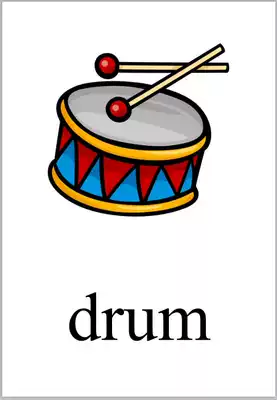 (Musical Instrument Stationery) Children's English Word Learning Big Card Game Flash Card Color Pattern Protected Beifeng Teacher Teaching Auld