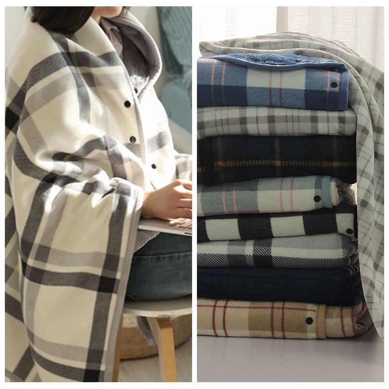 Warm shawl flannel fever protection neck and shoulder elderly women students sleeping blanket travel carry