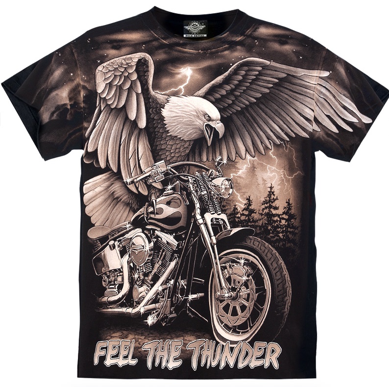 Rock Empire/Rock Empire Motorcycle Eagle Short Sleeve Limited Edition Heavyweight Cotton T-Shirt Harley Riding