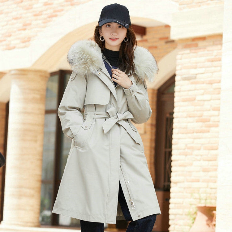 Hangzhou manufacturers (counter delivery) Parker down jacket women's winter mid-length version was thin 90 white duck down thickened jacket