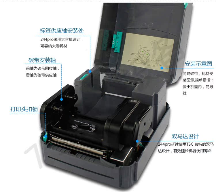 Máy in nhãn mã vạch TSC-244pro nhãn máy in nhãn dán điện tử máy đơn mã - Thiết bị mua / quét mã vạch