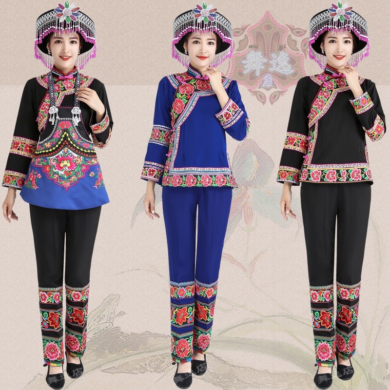 Eshan Yi women's clothing suits Long-sleeved tops life Torch festival costumes Dong costumes