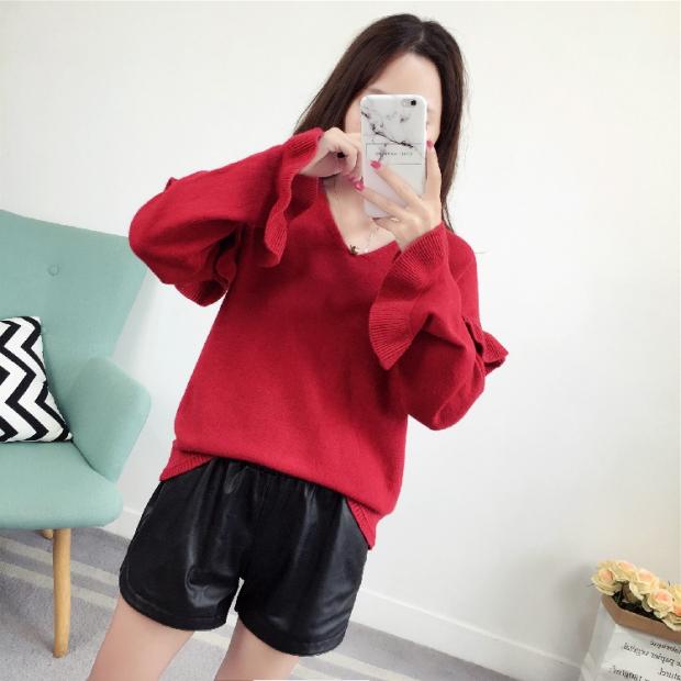 2018 phiên bản Hàn Quốc dày mới của mùa thu đông đầu mùa V-cổ rắn màu kèn hoang dã tay áo len áo len lỏng lẻo nữ thủy triều áo cardigan nữ hàn quốc
