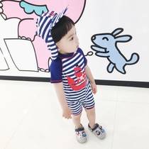 Child Bathing Suit Boy Conjoined CUHK Boy Short Sleeve Beach Sunscreen Sunscreen Quick Dry Boy Baby Cute Swimsuit