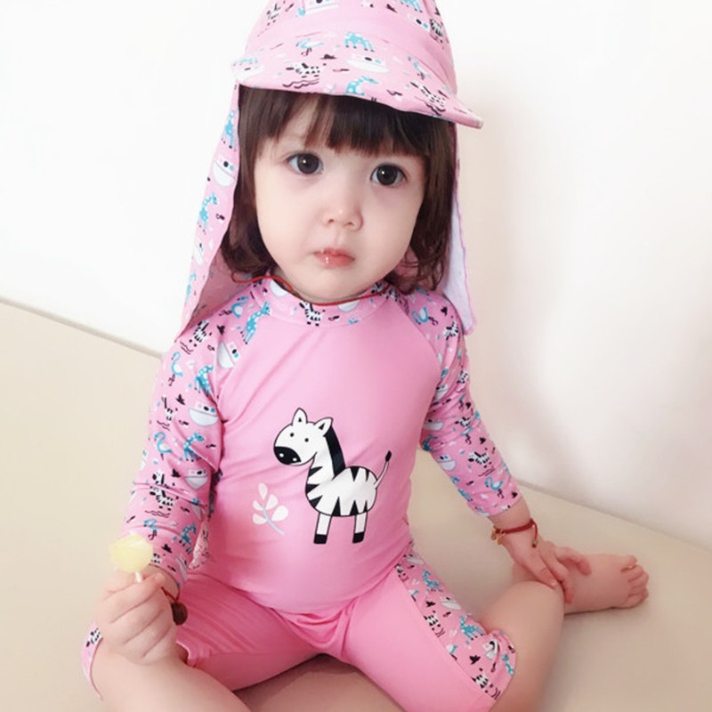 New children's swimsuit small and medium children's jumpsuit female baby girl girl girl little princess 1 year old Korean ins long sleeve swimsuit