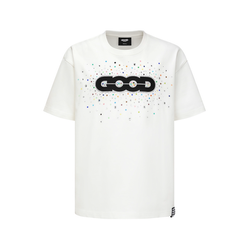 Goodbrand 2026 Good Holiday Colorful Candy Gemstone Light Luxury Fashion High-End Printed Short-Sleeved T-Shirt