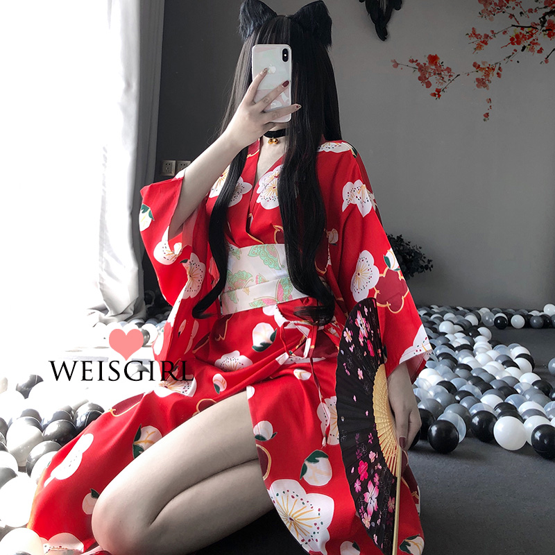 weisgirl japan beam waist large red drag long version cherry blossom and loose stage dress performance suit