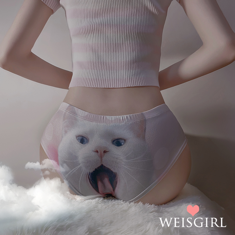 Your little cuddly cat day series sweet pink and cute cat panties and sexy kitty girl-style triangular pants.