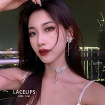 Necklace female choker niche design 2020 New Tide Korean temperament advanced sense Net red bow neck chain