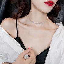 Europe and the United States exaggerated simple zircon temperament necklace sparkling collar neck jewelry Japan and South Korea hipster short necklace women