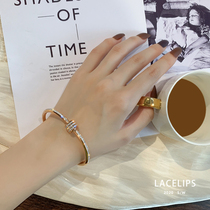 LACELIPS titanium steel bracelet female does not fade Diamond zircon light luxury advanced sense Net Red personality bracelet bracelet