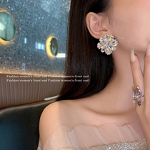 LACELIPS 2020 new crystal flower earrings female Korean atmospheric earrings temperament simple Net red ear ornaments