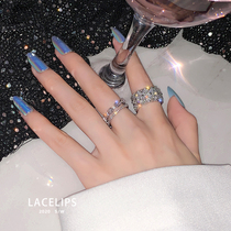 LACELIPS go out with shining point ~ zircon flower opening index finger ring ins tide Net red ring female