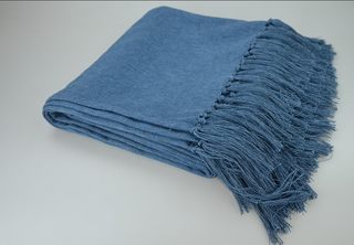 European style sky blue tassel soft furnishing villa bedside blanket