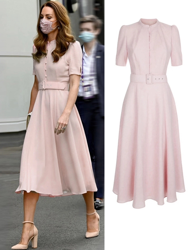 Princess Kate's Same Style Dress, Summer European Style Ladylike Pink Fashion Pleated Skirt, Elegant Waist-Cinching Slimming Summer Dress Princess Kate's Same Style Dress, Summer European Style Ladylike Pink Fashion Pleated Skirt, Elegant Waist-Cinching Slimming Summer Dress