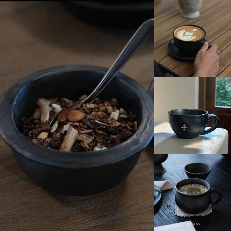 New Product Special Offer【Zhuoqi Shuo - Various Black Pottery】Tibetan Black Pottery Hats, Bowls, Rice Bowls, Soup Bowls, Salad Cups, Coffee Cups