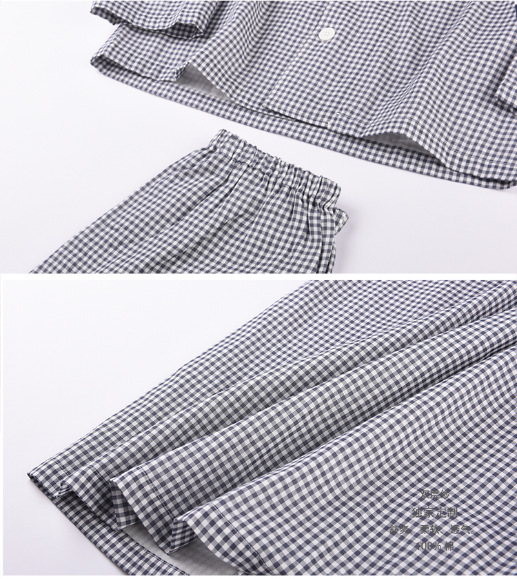 Đồ ngủ sợi hai lớp không in cho nam và nữ cotton kẻ sọc nhỏ Sản phẩm tốt không có đường may bên cạnh cotton mỏng phù hợp với dịch vụ gia đình đầm ngủ 2 dây