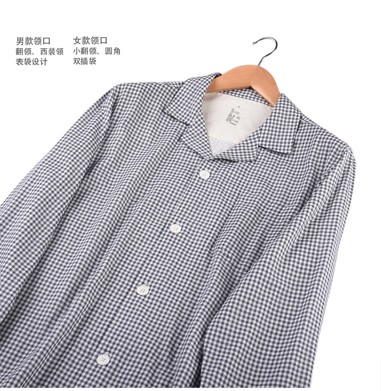 Đồ ngủ sợi hai lớp không in cho nam và nữ cotton kẻ sọc nhỏ Sản phẩm tốt không có đường may bên cạnh cotton mỏng phù hợp với dịch vụ gia đình đầm ngủ 2 dây