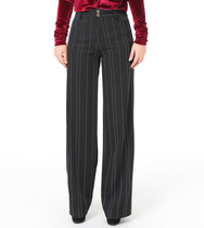 Womens high-waisted striped wide-leg pants modern dance ballroom dance Latin dance pants square dance denim pants