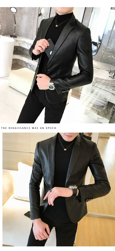 Da nam phiên bản Hàn Quốc của bộ đồ tự trồng da phù hợp với xu hướng áo khoác nam 18 mùa thu và mùa đông 304B-1.159 cộng với nhung. Áo khoác nam cao cấp