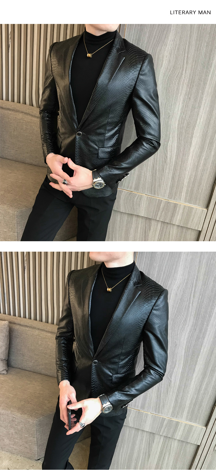 Áo khoác da nam mỏng phù hợp với áo khoác da phù hợp với áo khoác nam 2018 thu đông 304B-1.XZ161 plus nhung .P140 áo phao lông vũ nam
