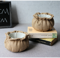 Pastoral series linen flower machine small pumpkin flower pot small flower basket multi-meat green plant flower pot gift storage storage