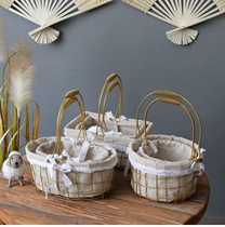 Hipster gold wire linen flower basket hand flower arrangement flower basket gift storage basket hand home decoration