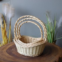 Pastoral style wicker flower basket fruit basket gift basket hand basket storage basket picnic basket
