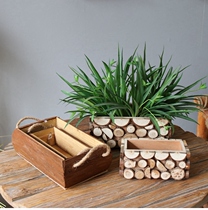 Pastoral series fleshy pot wooden box flower box planting green flower planter hipster green plant potted decoration