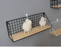 Wrought steel wall hanging basket grocery storage rack single-word grid decoration rack storage rack flower rack bookshelf wall storage board