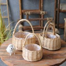 Wicker handmade flower basket flower arrangement portable flower basket flower waterproof lining gift storage hand-held small basket