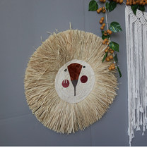 Pastoral hanging raffia grass lion mural homestay home decoration pendant traditional hand-made animal mural