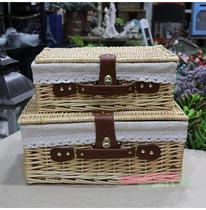 Wicker pastoral country hand-held box wicker hand-held box hand-held flower arrangement box storage decorative basket
