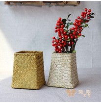 Pastoral home practical basket seaweed hand-woven storage basket sundries storage cartridge dry flower basket