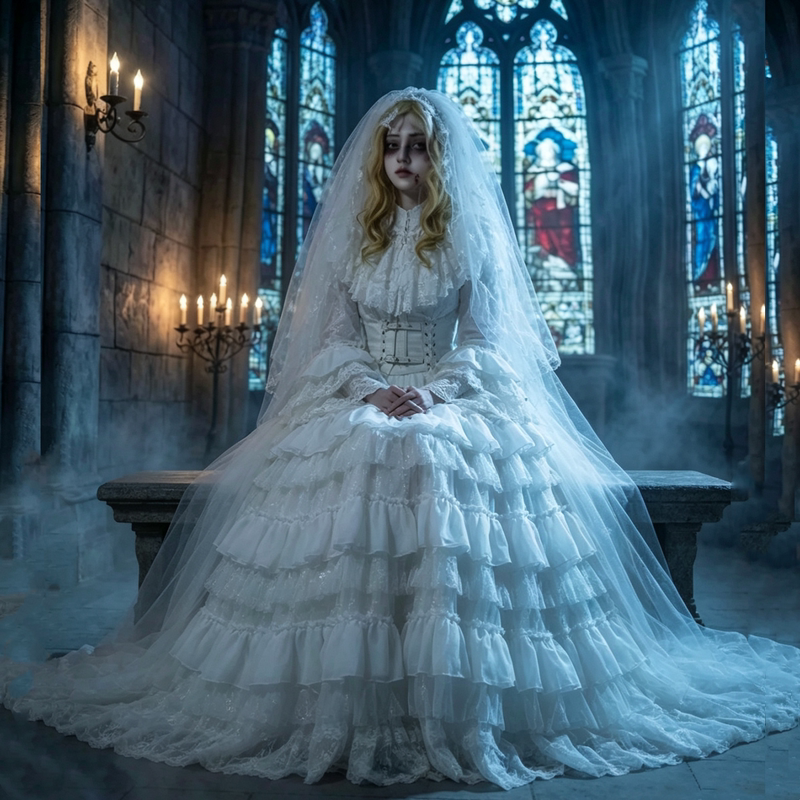 Original Lolita Princess Dark Gothic Lolita Halloween Outfit Long Wedding Dress White Skirt Autumn Original Lolita Princess Dark Gothic Lolita Halloween Outfit Long Wedding Dress White Skirt Autumn