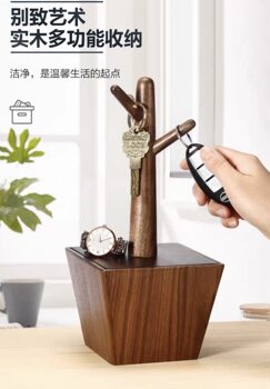 Black walnut storage shelf multifunctional entrance storage key hanger door storage box jewelry wooden jewelry box