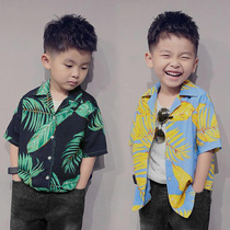Boy Short Sleeve Shirt CUHK Boy Summer Slim Fit 2021 New Summer Fashion Trends Children Boy Print Shirt