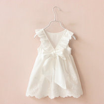 Girls skirt pure cotton 2022 Summer thin children Baby Girl Vest Skirt Butterfly Knot Princess White Dress dress