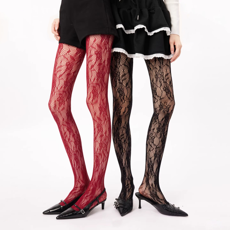 Japanese Noih Black High-End Stockings for Women, Thin, Sexy, Retro, Hollow-Out Fishnet Stockings, Slimming Lace Leggings