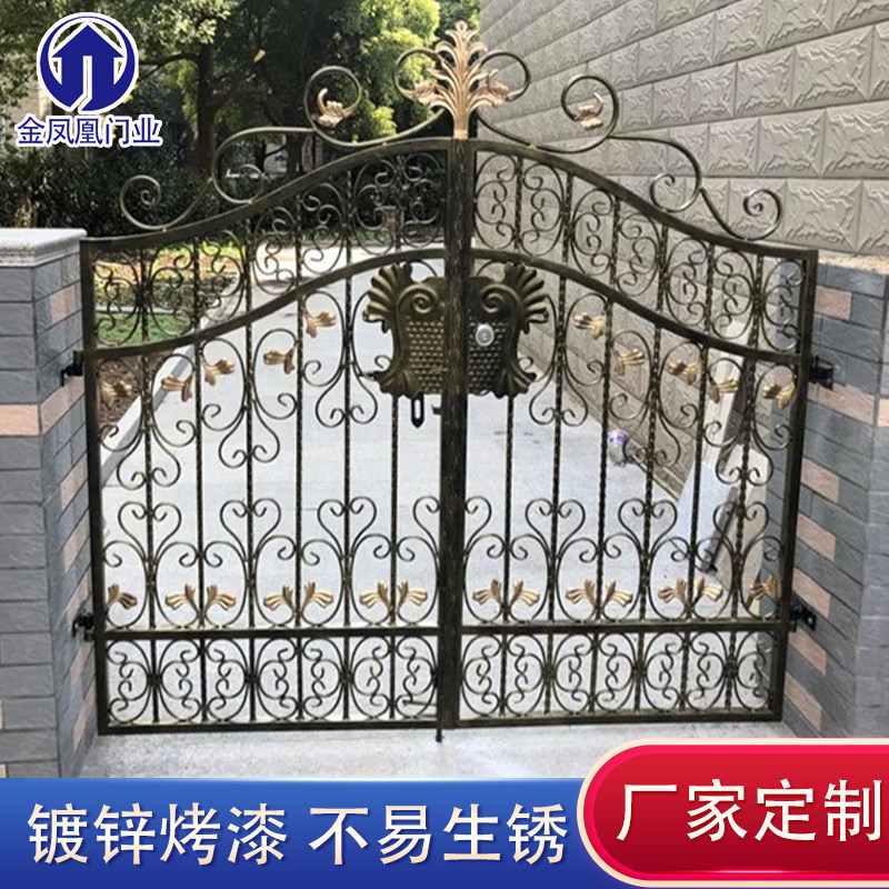 Courtyard door Outdoor Villa Iron Art gate into double open door village fence door opening custom