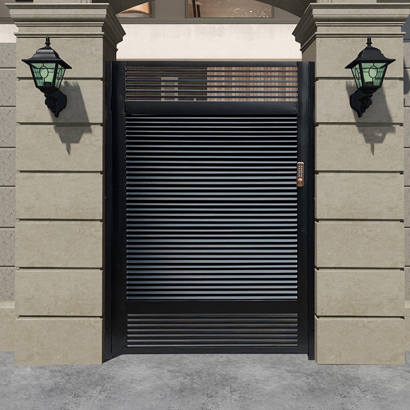 Wrought iron garden door louver door Villa outdoor door custom single and double switch paint zinc steel antirust simple garden door